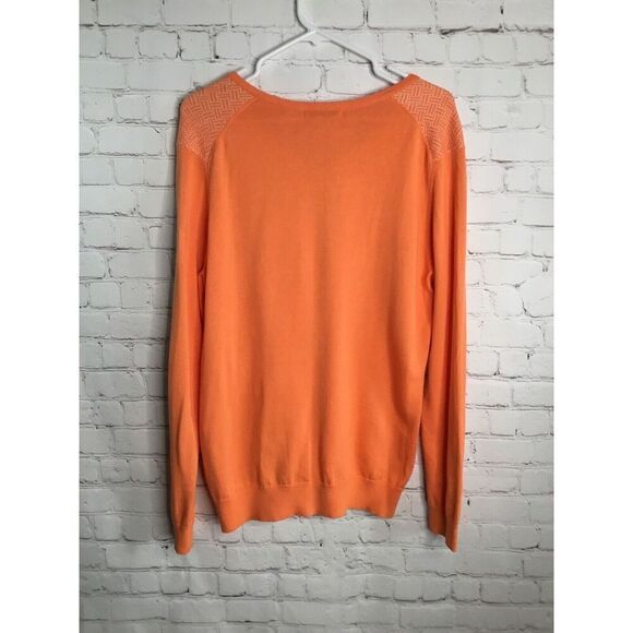 Cutter‎ & Buck Women’s XL Peache Orange Pullover V-neck Cotton Sweater - Picture 4 of 9